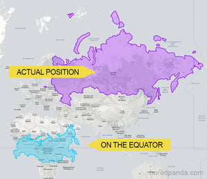Russia - an anamorphosis map production by James Talmage Damon Maneice